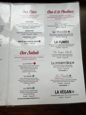 Menu 2   at Chic Shack in Quebec