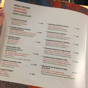 Vegan menu May 2018 at Fauno Bar in Sorrento