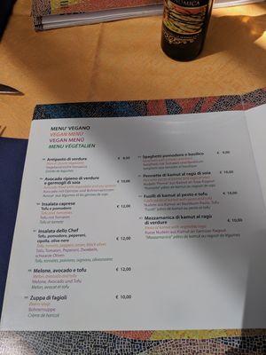 Menu in August 2019 at Fauno Bar in Sorrento