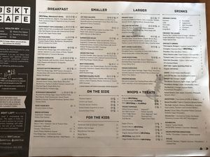 Menu at BSKT Cafe in Mermaid Beach