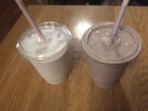 Vanilla and chocolate vegan milkshakes at The Playhouse & Swillburger in Rochester