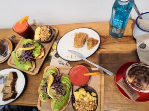 Avocado toast menu for breakfast at Almalibre Acai Bar in Barcelona