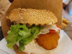 Vegan chicken burger at Fari's in Ljubljana