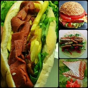 vegan Hamburger, vegan chicken wrap, vegan toat & vegan sandwich   at Fari's in Ljubljana