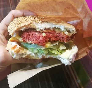 Vegan Hamburger.vegan Ham, vegan cheese, Hummus&...   at Fari's in Ljubljana
