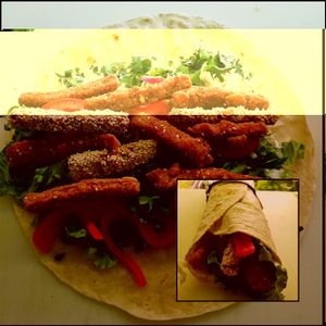 Vegan chicken wrap. crispy and tasty  at Fari's in Ljubljana