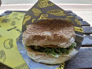 Vegan cheese burger at Fari's in Ljubljana