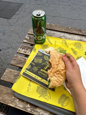 had the vegan cheeseburger with a slovene beer as my first meal in slovenia- loved it! so close to the bus station as welll. 🌿  at Fari's in Ljubljana