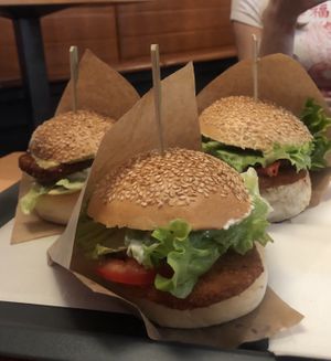 Vegan “chicken” burgers at Fari's in Ljubljana