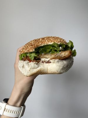 Vegan chicken burger at Fari's in Ljubljana