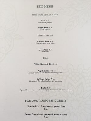 Menu continued at Spice Garden in Sitges