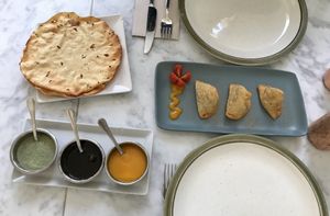 Papadums & samosas at Spice Garden in Sitges