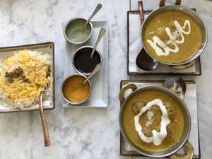 Malai kofta & no-chicken korma at Spice Garden in Sitges