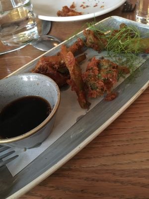Lemon and broccoli tempura at Bad Hunter in Chicago