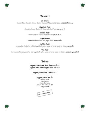 Menu page 2 at Herbivoro in Portland