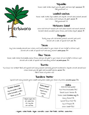 Menu Page 1 at Herbivoro in Portland