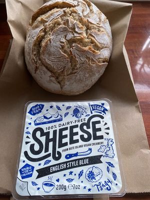 Bought some gorgeous fresh sourdough bread made from the local farm today and the store is also now selling Sheese blue vegan cheese 💚 at The Cheese Room  in Rochester