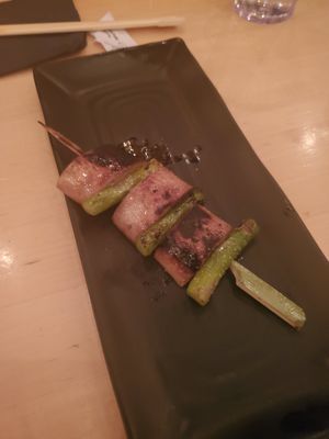 Asparagus & Smoked Trumpet Mushroom skewer at Ima Izakaya - Corktown in Detroit