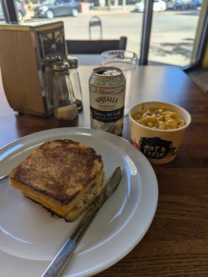 Chickpea melt + mac at Healthy Harvest Urban Farms & Cafe in Rock Island