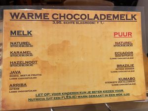 Chocomelk menu  at Coffee Corazon in Amersfoort