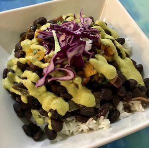 Cuban black bean bowl at Anaya Coffee in Melbourne