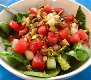 Watermelon salad at Anaya Coffee in Melbourne
