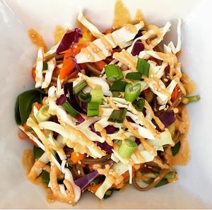 Sesame noodle bowl at Anaya Coffee in Melbourne
