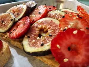 fig & berry nut butter toast at Anaya Coffee in Melbourne