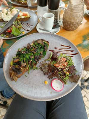 Avocado, mushroom and spinach on toast at Goji Lounge Cafe in Lagos