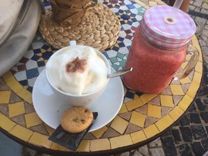 Soja cappuccino en lekkere sapjes  at Goji Lounge Cafe in Lagos