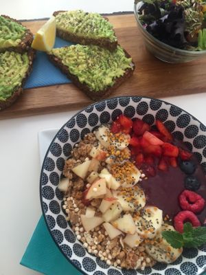 acai bowl & avocado toast at Goji Lounge Cafe in Lagos