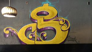 art work on the wall at Graffiti's Pizza in Mcdonough