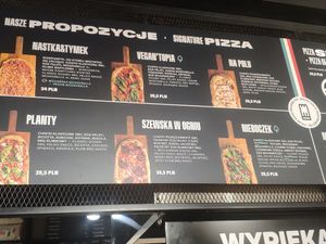 Menu at Pizzatopia in Krakow