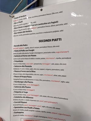 Menu with ingredients (only subset available) at El Pedro in Bari