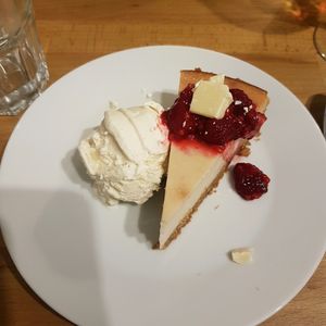 White choc and raspberry cheesecake  at Potato Tomato - The Eatery in Whitstable