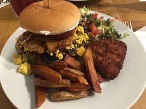 Breakfast burger  at Potato Tomato - The Eatery in Whitstable