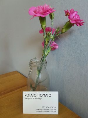 Love the table flowers :-) at Potato Tomato - The Eatery in Whitstable