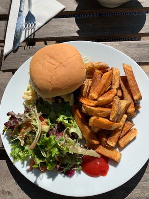 Custom “Joyce” burger (garlic & onion-free)  at Potato Tomato - The Eatery in Whitstable