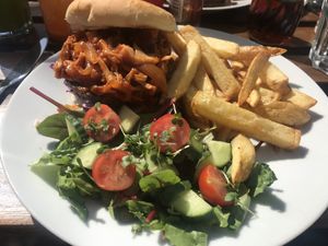Jackfruit burger  at Potato Tomato - The Eatery in Whitstable