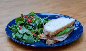 Sandwich, cambia la proteína por chorizo vegano, queso vegano y tofu asado. 

Sandwich, swap the protein for vegan chorizo, vegan cheese, and grilled tofu. at La Otilia in Mexico City
