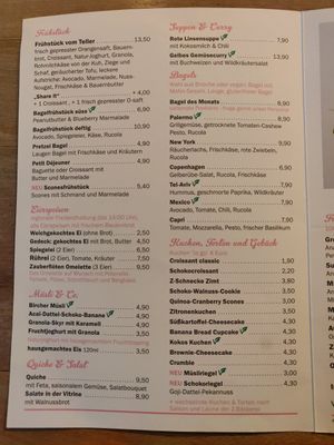 Food menu at Haus Zauberflöte in Offenburg