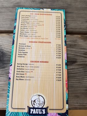 Menu.  at Paul's Boutique in Namur