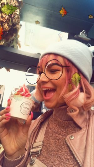 Raspberry soft serve  at Ballon in Tokyo