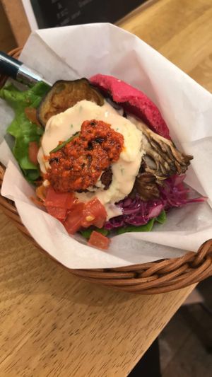 Falafel sand with beet bread at Ballon in Tokyo