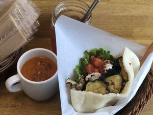 Our falafel lunch at Ballon in Tokyo