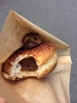 Avocado, banana and chocolate donut. Very good and not too sweet, perfect! at Donut Shop in Prague