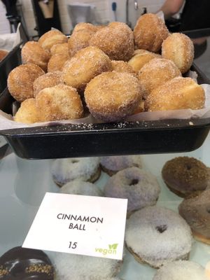 Vegan Cinnamon donut holes at Donut Shop in Prague