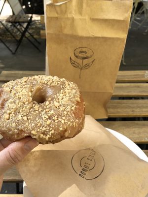 Vegan peanut butter glazed at Donut Shop in Prague