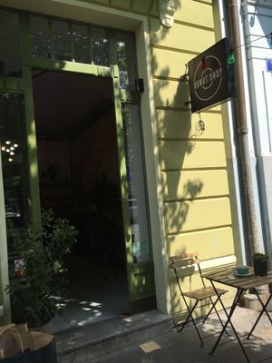 front door at Donut Shop in Prague