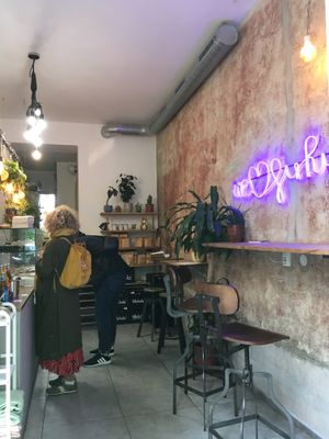 Inside at Donut Shop in Prague